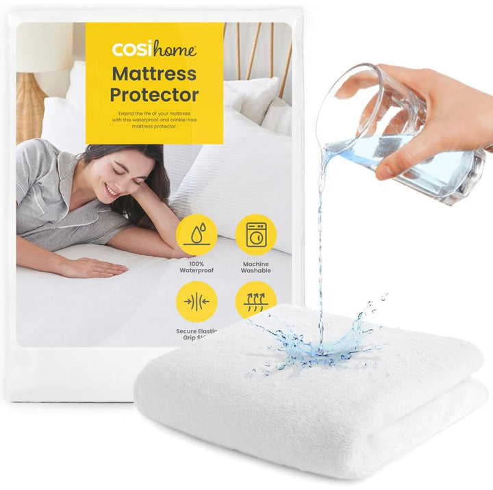 Cosi Home 100% Waterproof Mattress Protector - Soft Terry Cotton Fitted Mattress Topper - Machine Washable