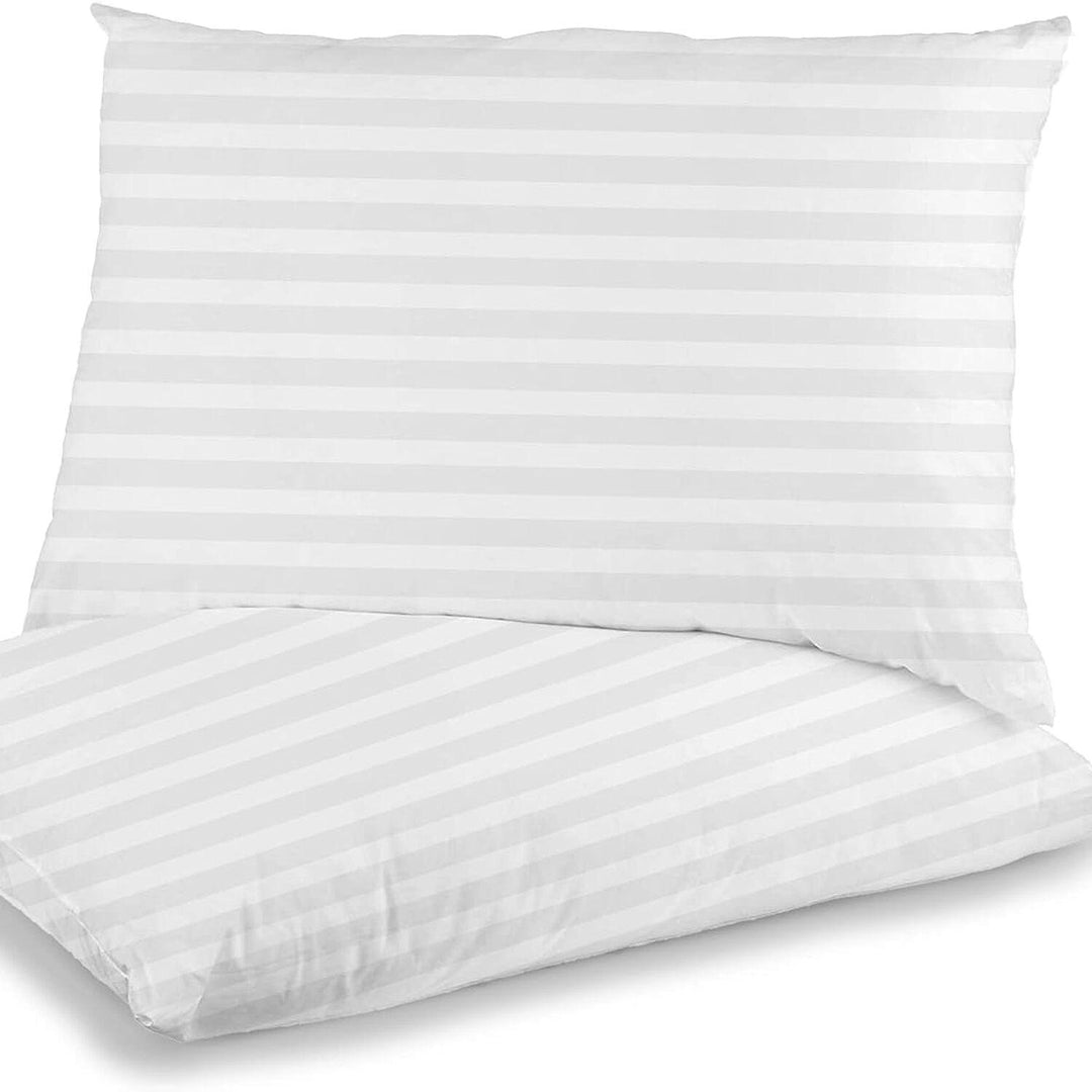 A Pack Of 2 - HOTEL QUALITY - Bounce Back Satin Striped Pillows
